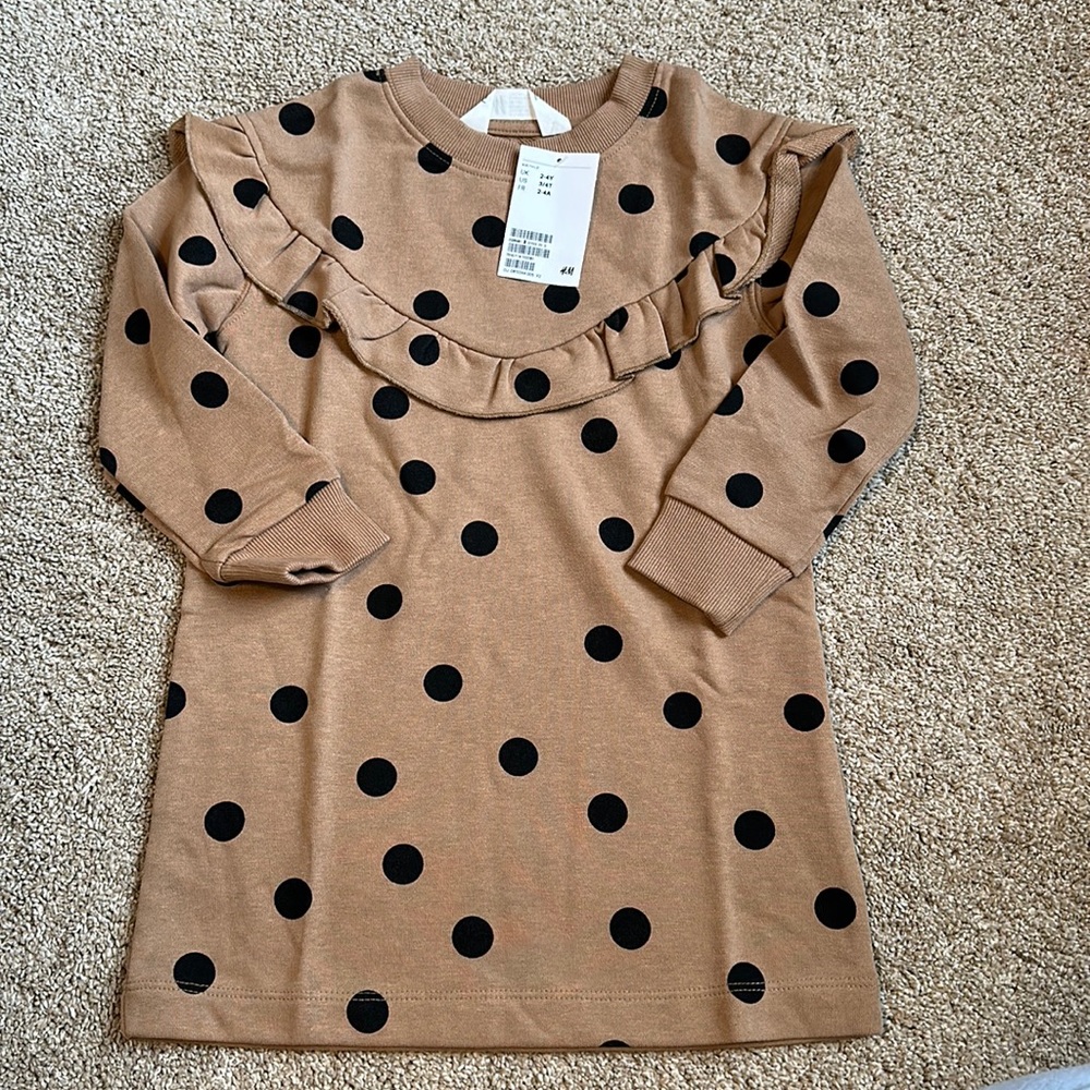 3/4T polka dot sweater dress NWT